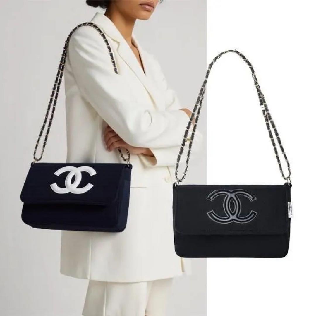 は*や様 CHANEL シャネル ミニバッグ ポーチ ブラック×ホワイトロゴ