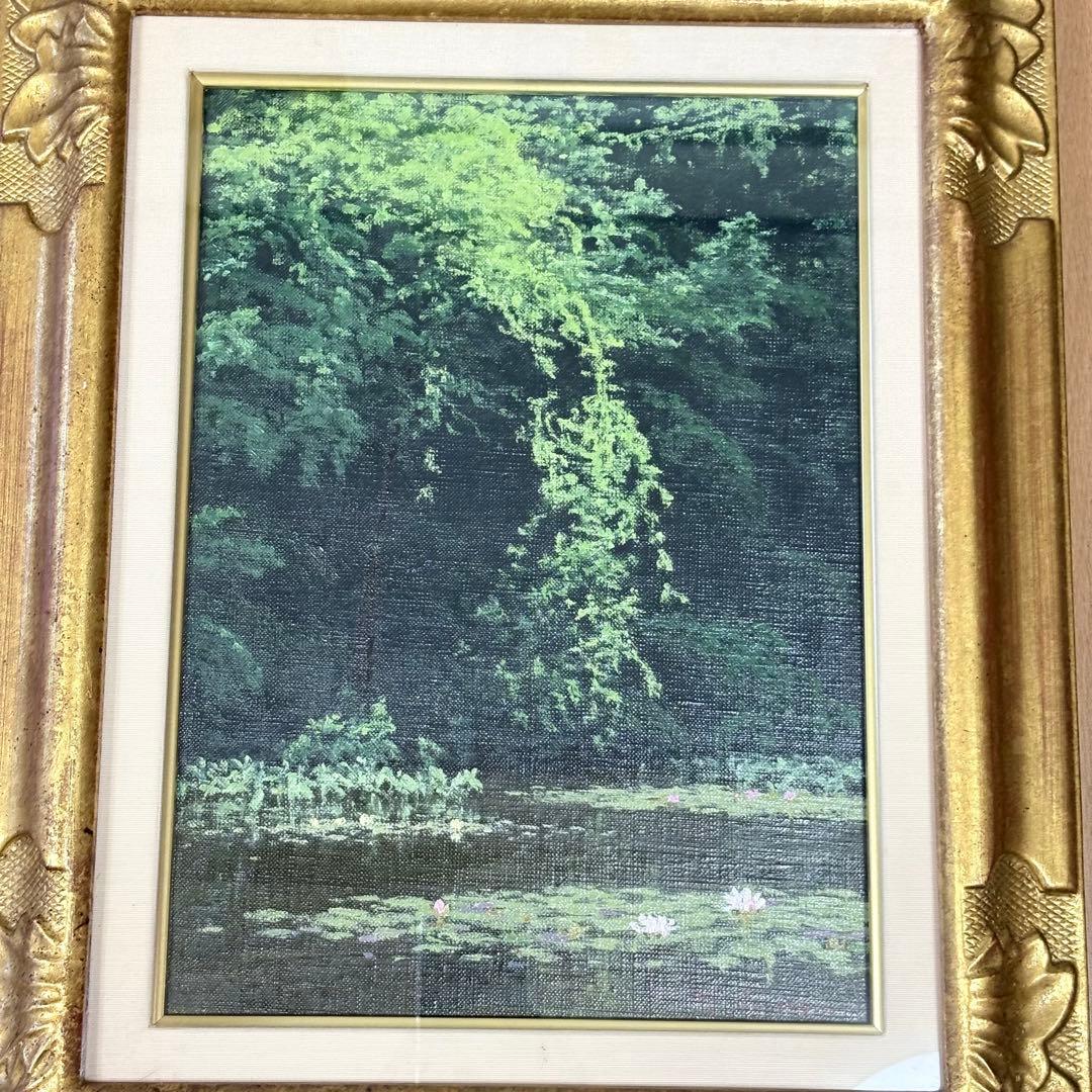 佐々木友 睡蓮の池 日本美術 絵画 風景 油絵 油彩 L