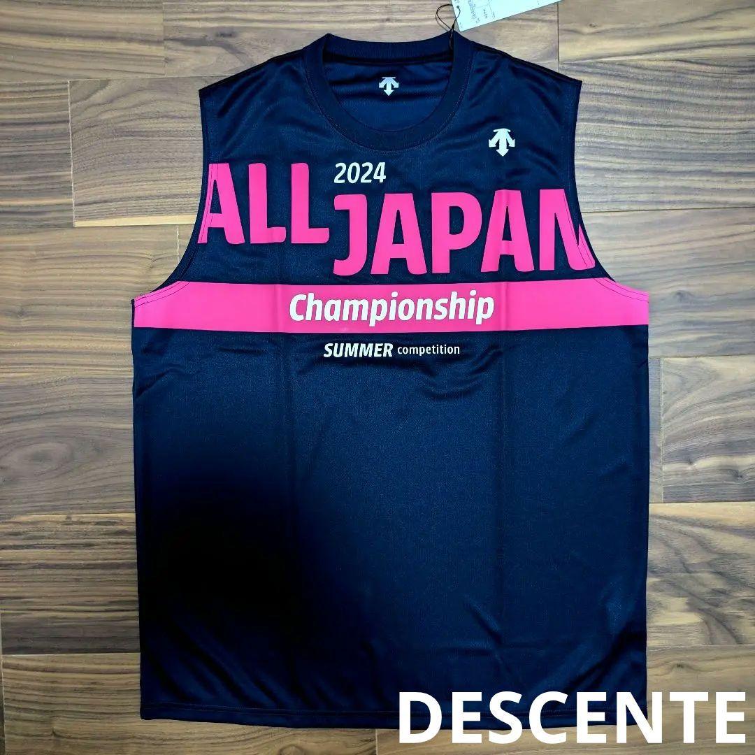 ＊ネイビー　インターハイ　DESCENTE　デサント　ノースリーブ　シャツ　国体