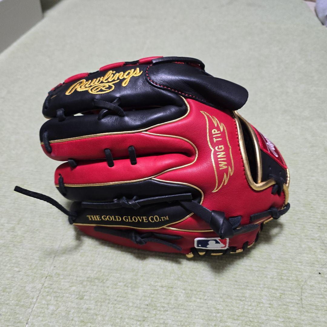 Rawlings 軟式グローブ 黒/赤 ウィングチップ