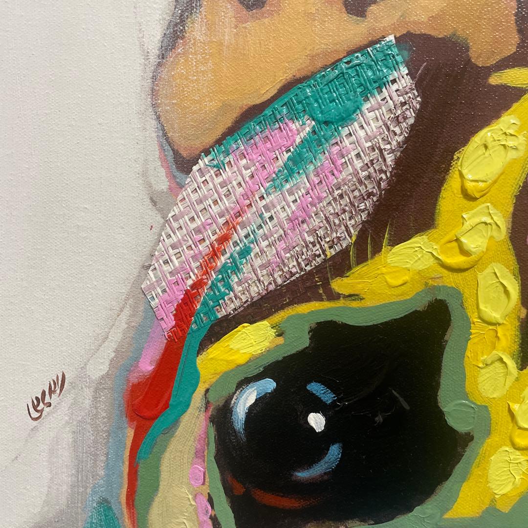 フレンチブルドッグ 油絵 カラフル アート 絵画 ポップインテリア 犬