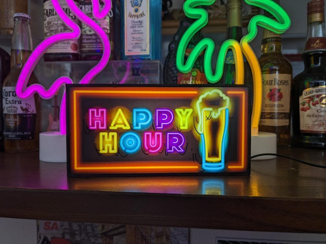 ビール ハッピーアワー スナック 酒 パーティー看板 置物 雑貨 ライトBOX