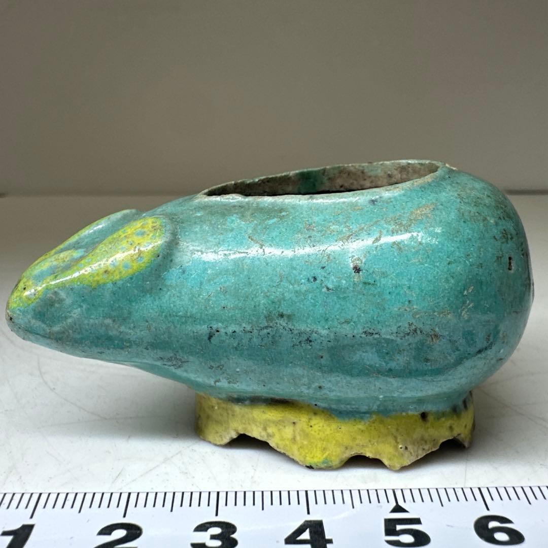中国清時代　色絵水孟　トヒエ　L8.5㎝　東な8-0401☆2F