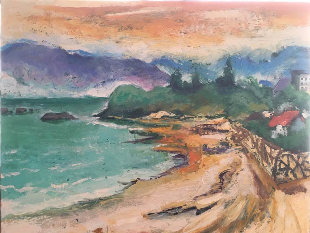 絵画  油絵    海辺