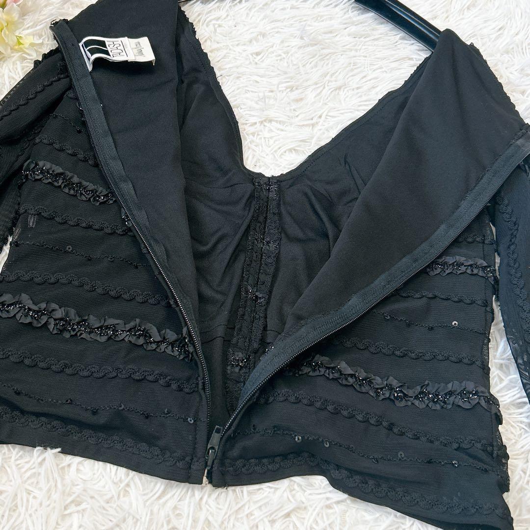 美品 ダンス衣装✨タダシ・ショージの黒、スパンコール、シルクのトップス