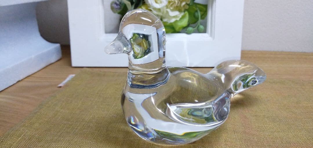 美品 バカラ Baccarat クリスタルガラス ハト 鳩 文鎮 置物 飾り物