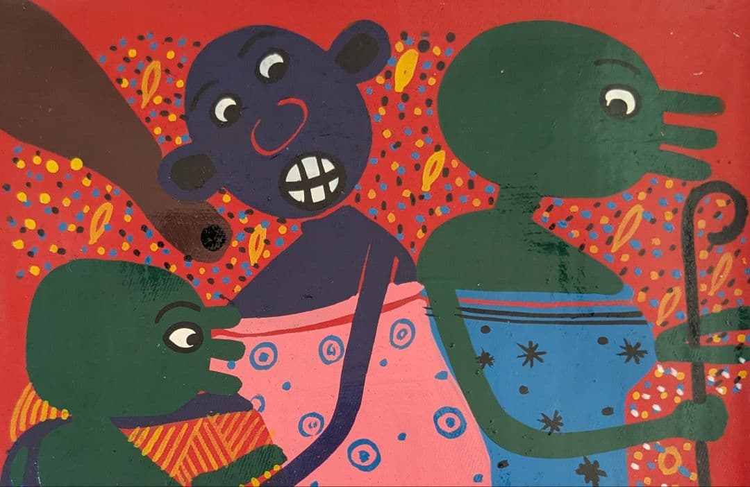 ●アフリカの絵画、ティンガティンガ、シェタニ④、SAYUKI、20×20cm