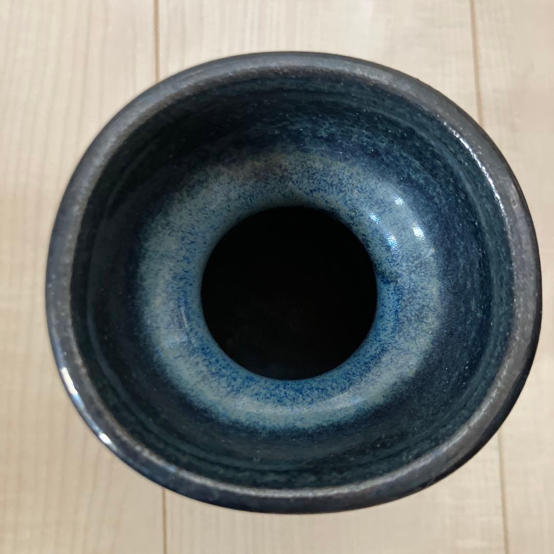 北欧ビンテージ・スーホルム Søholm・フラワーベース ダークブルー 陶器