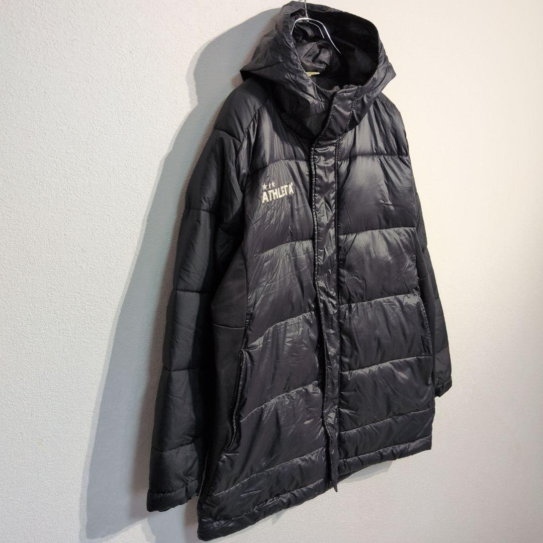 ATHLETA　フーディー　中綿ジャケット　ベンチコート　黒　メンズ Ｌ
