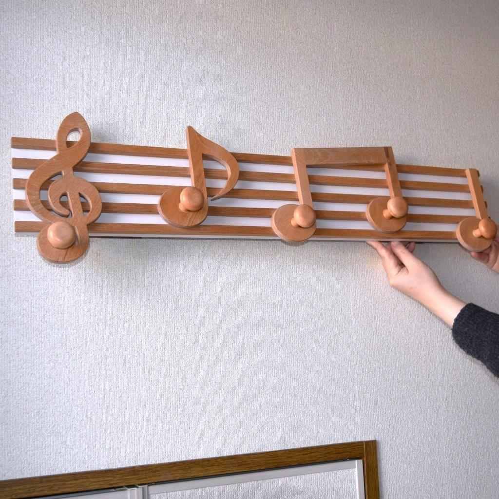 壁掛けコートハンガー　おしゃれ　音楽アイテム　木製ハンドメイド