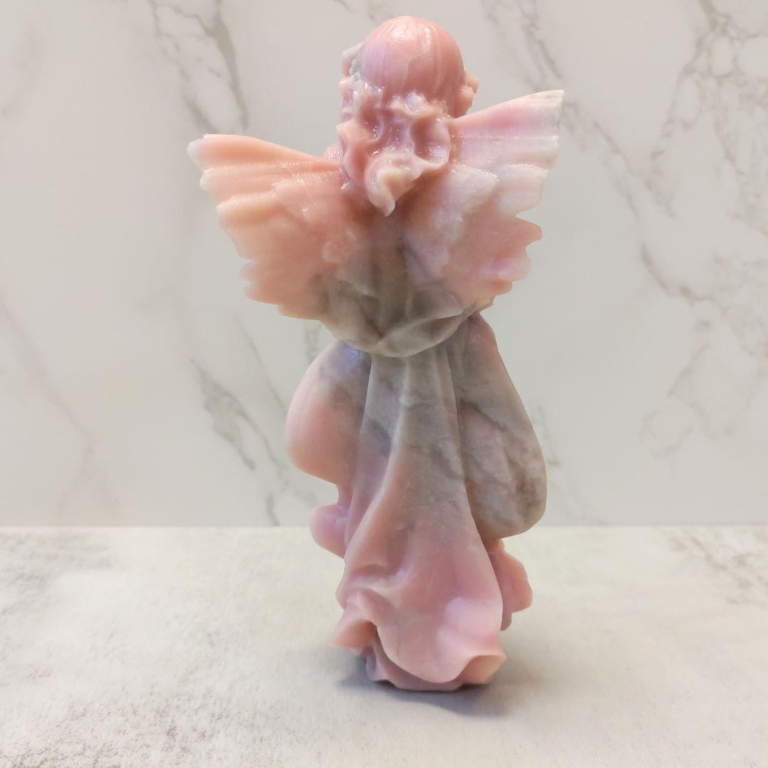 ピンクオパール　天使 （大） 美しい彫り　美人 　 エンジェル　高さ14.6cm