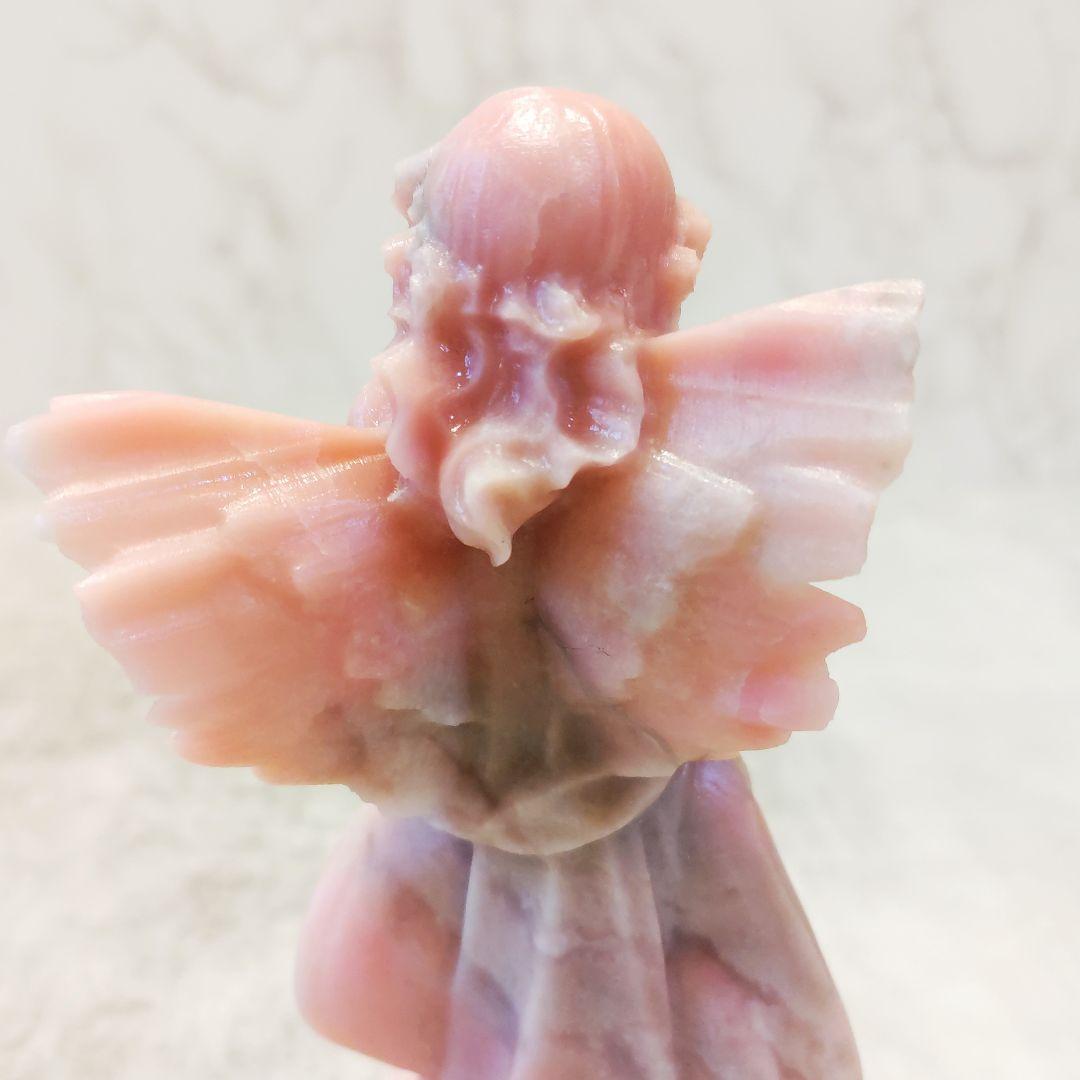 ピンクオパール　天使 （大） 美しい彫り　美人 　 エンジェル　高さ14.6cm