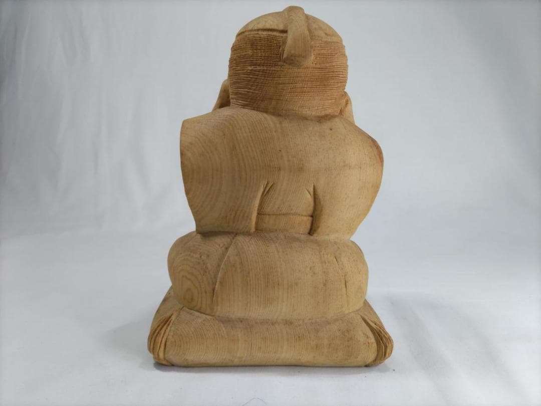 木彫り彫刻　【福助】高さ25ｃｍ 商売繁盛、縁起物彫刻