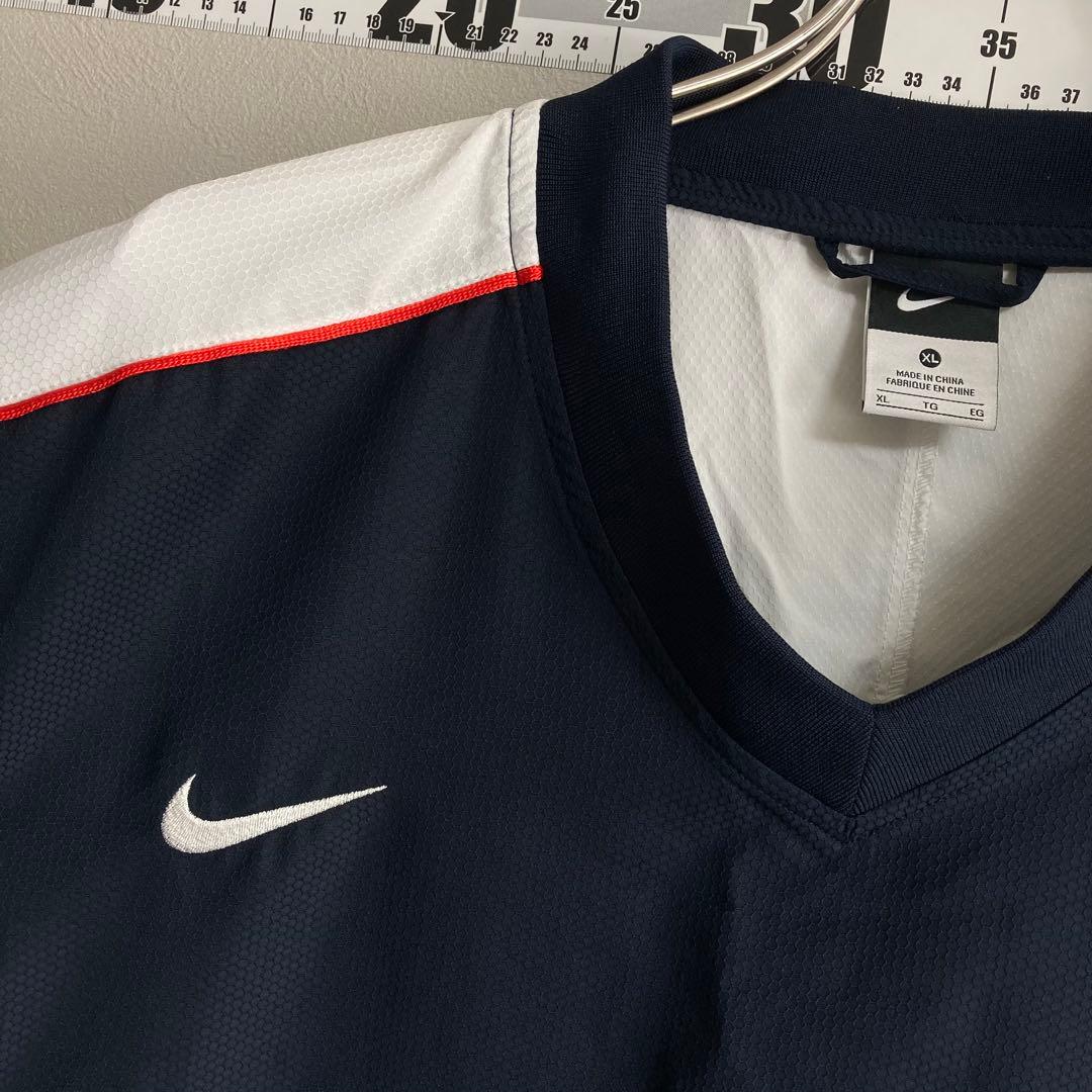 NIKE ナイキ ピステ ナイロンジャケット 紺色 ネイビー 野球 XL 白