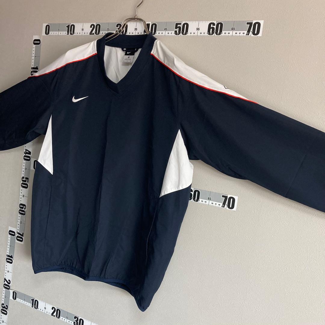 NIKE ナイキ ピステ ナイロンジャケット 紺色 ネイビー 野球 XL 白