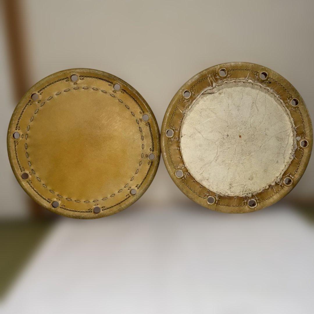 締太鼓 2丁掛け 皮 2枚セット 張替え用 牛皮 厚め 良品 即使用可