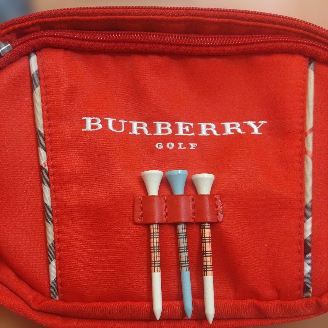 新品未使用　BURBERRY ゴルフポーチ レッド ティー付き