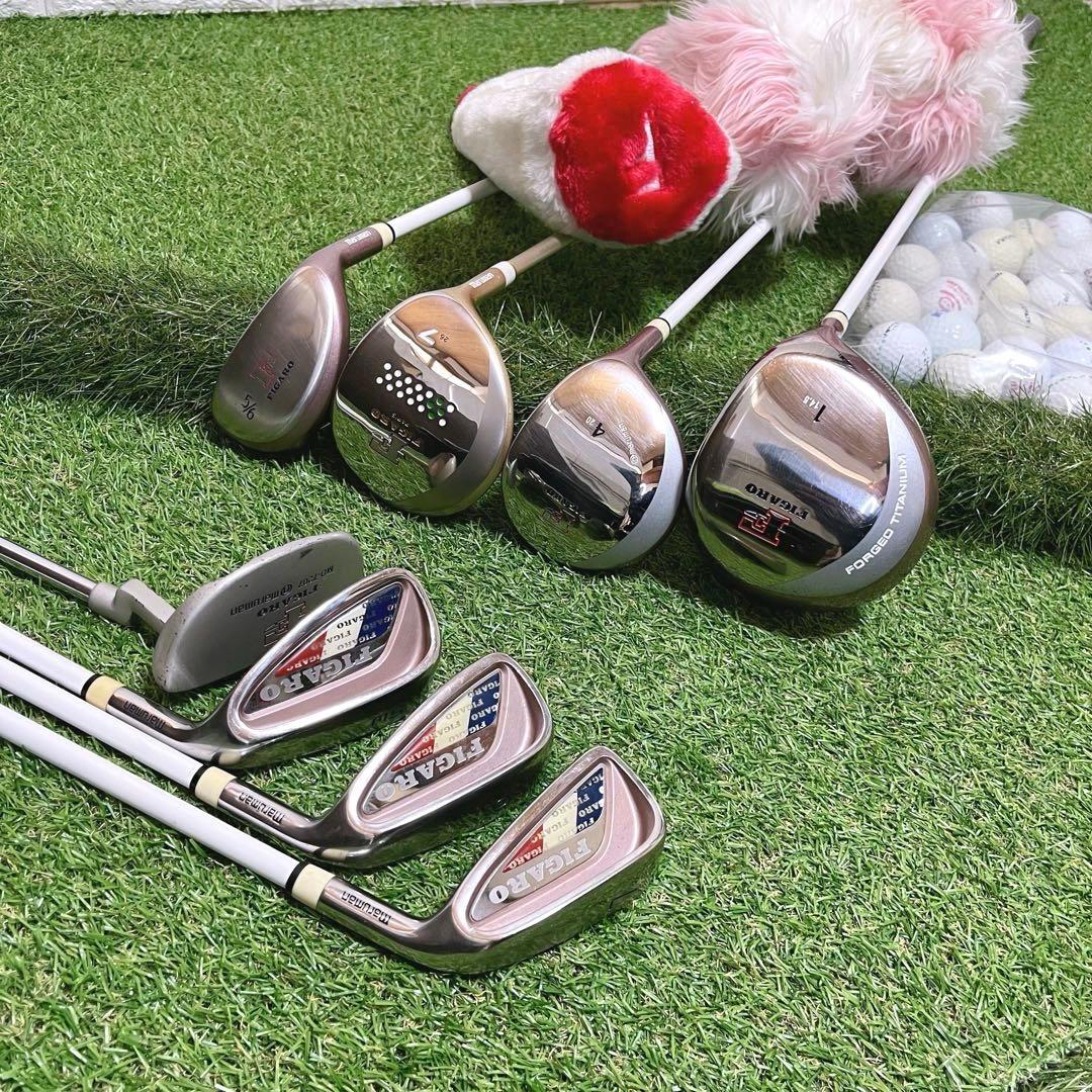 超可愛いピンク美品 初心者に優しい FIGAROレディースゴルフクラブ8本セット