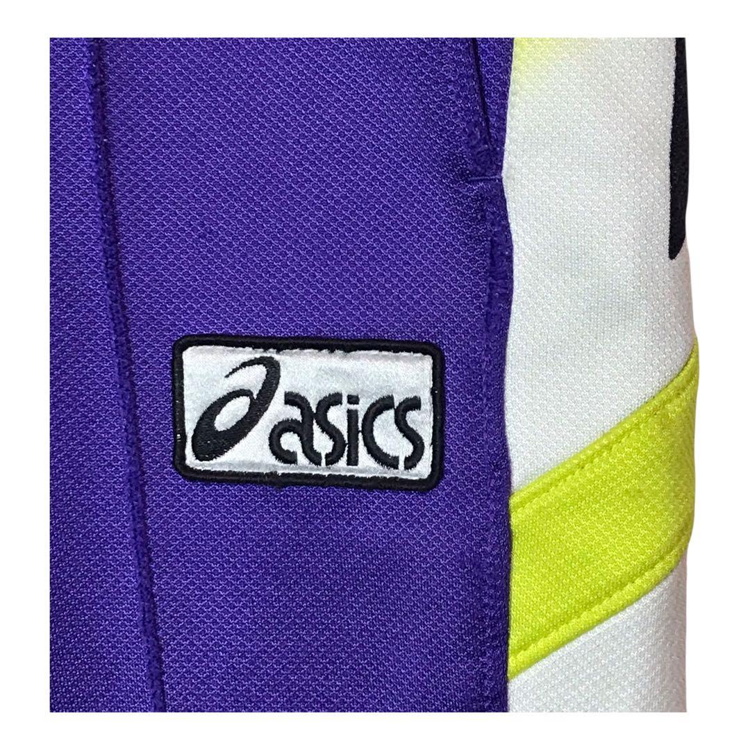 90s アシックス　ジャージ　セットアップ　刺繍ワッペン　ファイヤーストライプ