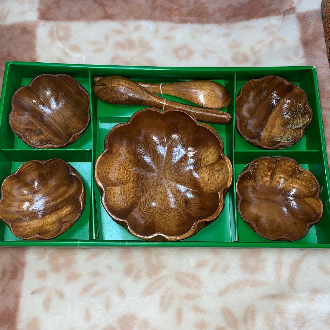花びら型　木製菓子器セット　ビンテージ