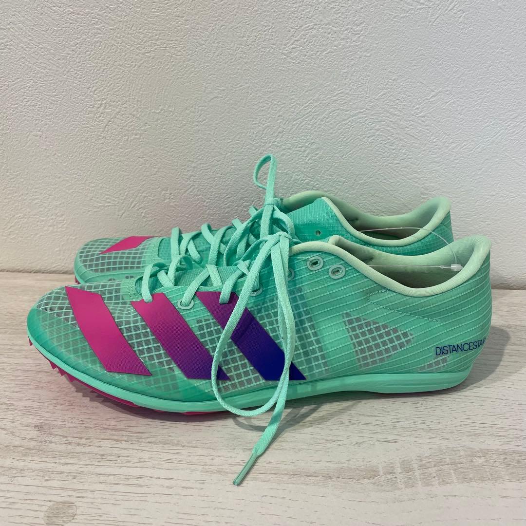 新品 adidas ディスタンススター 25cm 緑 陸上スパイク 中長距離