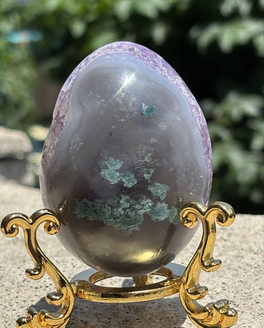 ブラジル産！希少！最高品質⭐アメジストたまご⭐2回結晶⭐ファイアー共生⭐N156