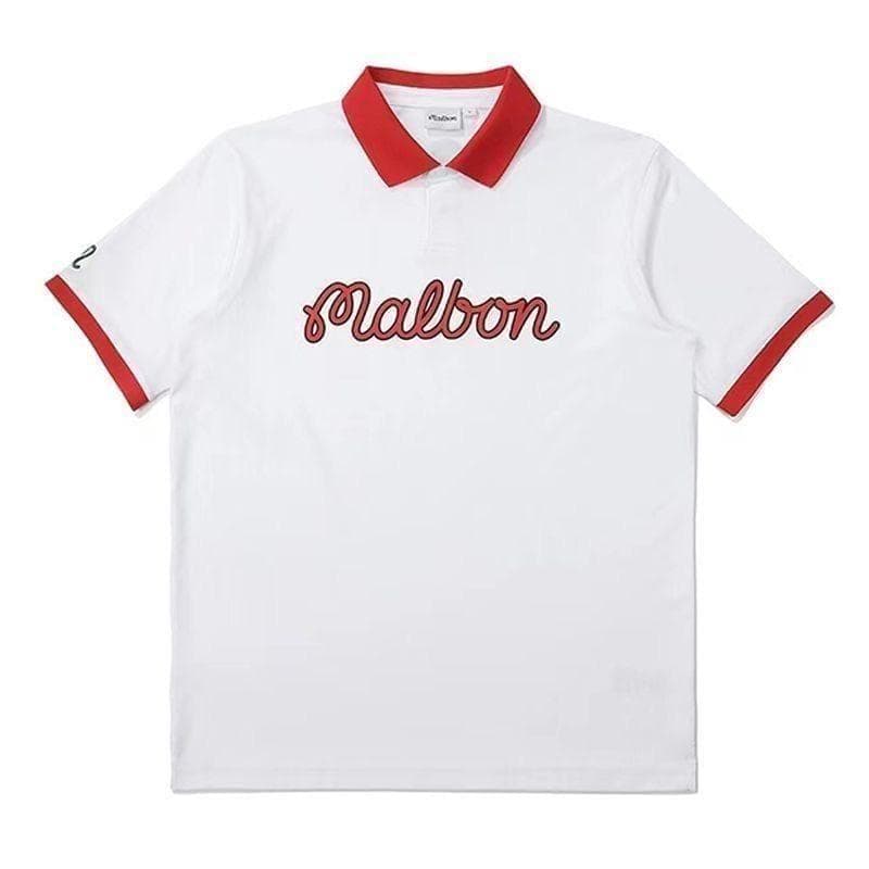 白色M マルボンゴルフ ポロシャツ malbon golf シャツ メンズ 半袖