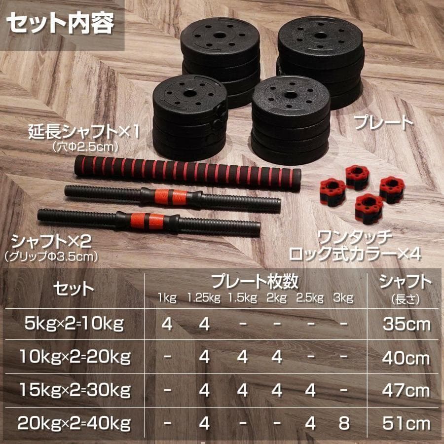 新品＊ダンベル 可変式 20kg可変式ダンベル 40kg2個セット2512