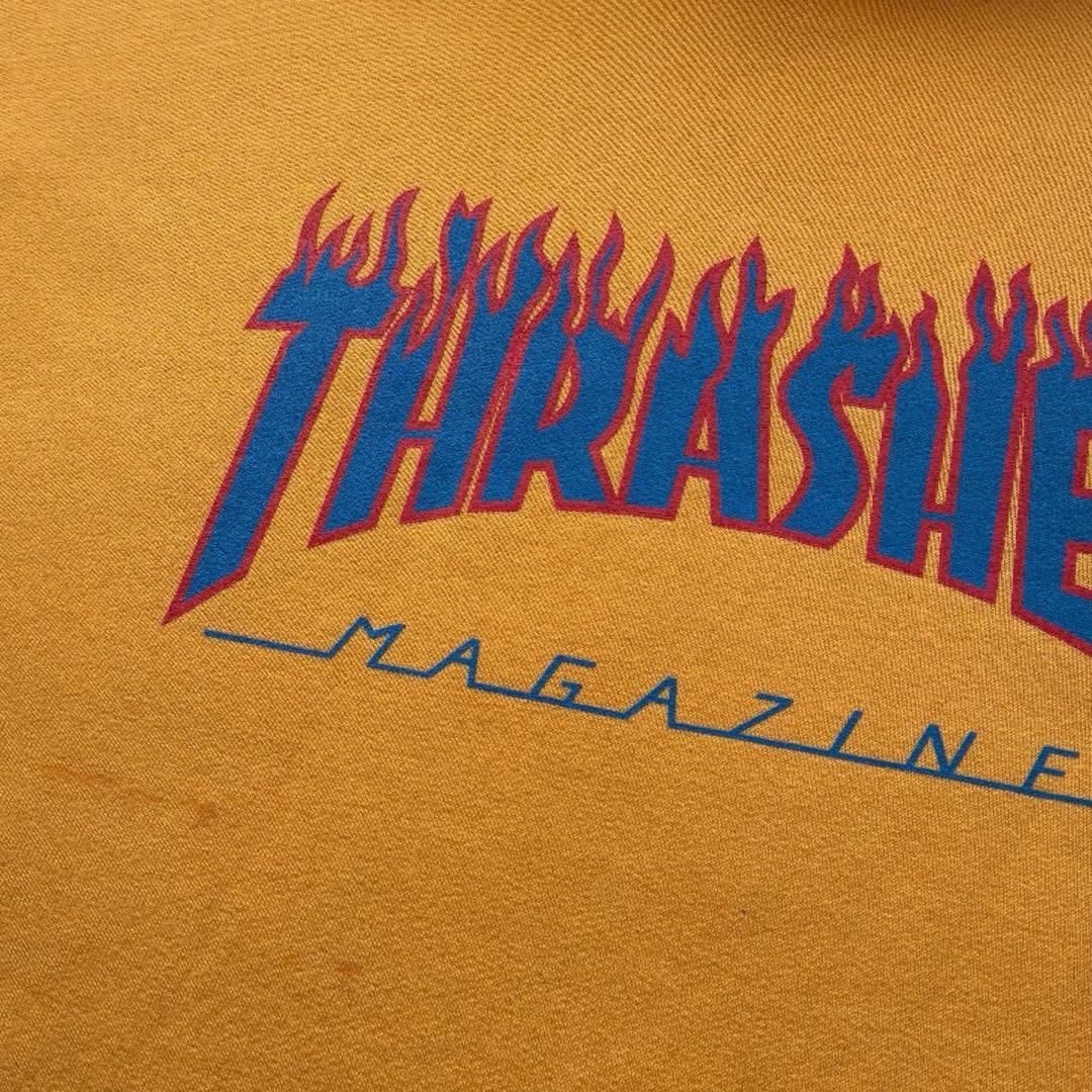 90's USA製 THRASHER フレイムロゴ スウェットパーカー イエロー