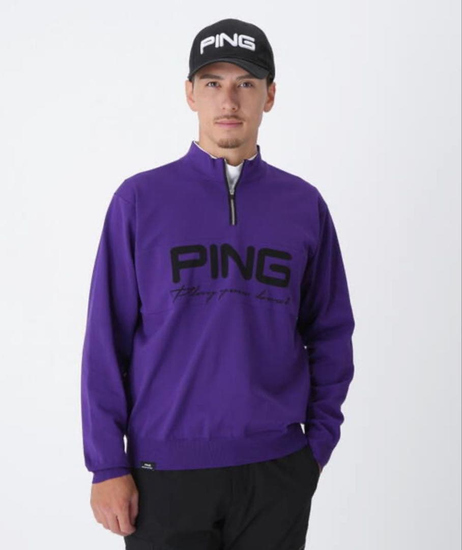 新品 PING ハーフジップハイネックジャガードニット
