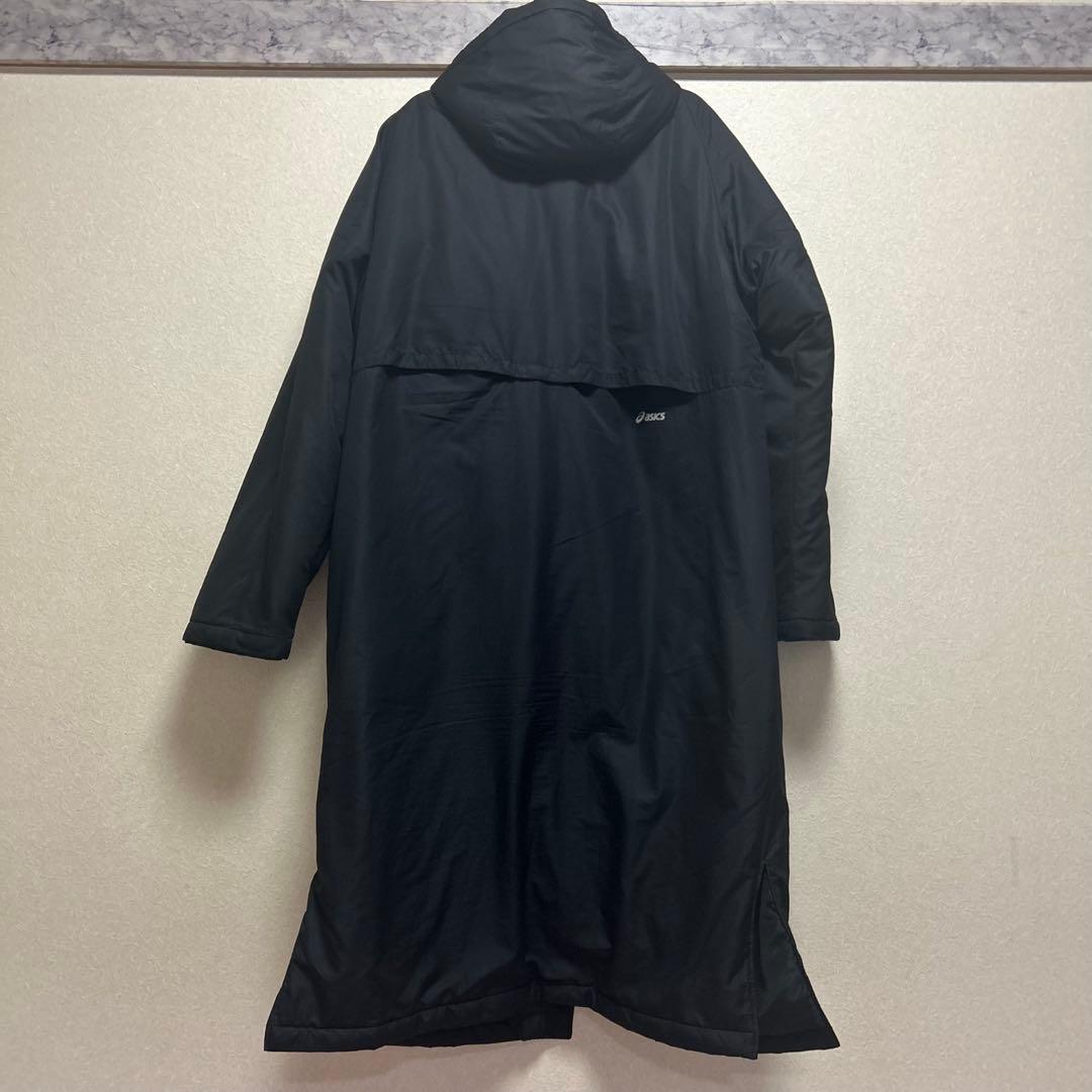 【美品】アシックス　ベンチコート メンズXO 大きいサイズ　ロングコート　黒
