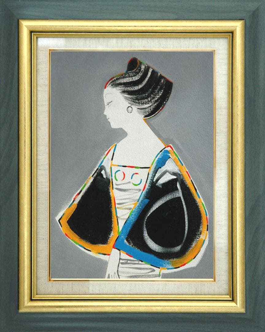 油絵 菅家令子 絵 絵画 インテリア 額付(白) F3-010411 人物 女性