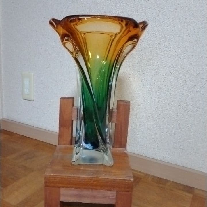 昭和レトロ・花瓶・花器・アンバー・ガラス・USED・安定感あり・【7】