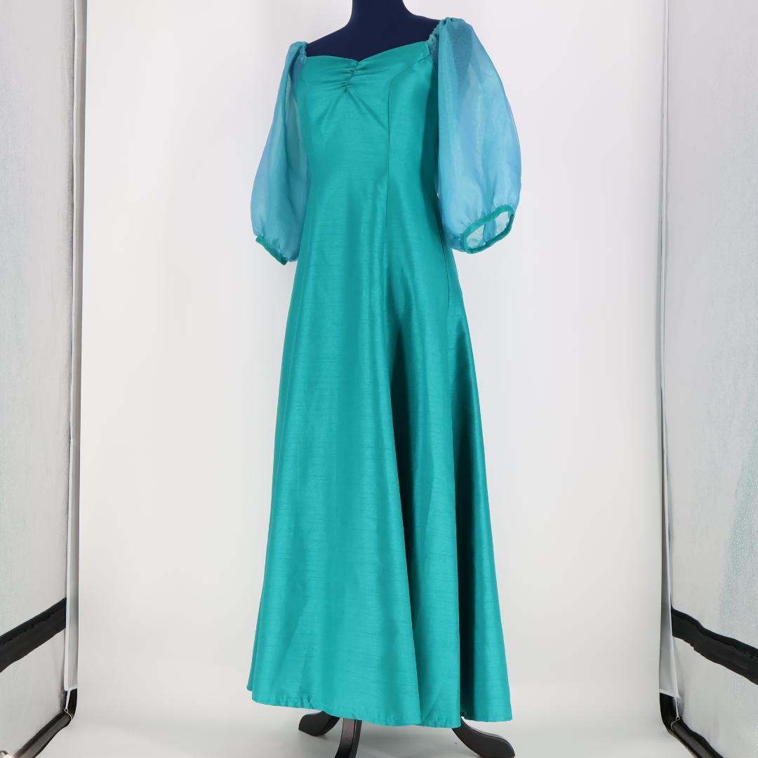 【日本製 フラダンス衣装】グリーン Paondor ワンピース ドレス 緑 無地
