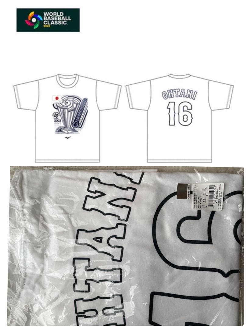 WBC優勝記念レプリカTシャツL,フェイスタオルセット/大谷翔平16