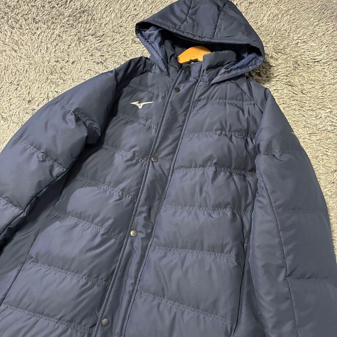 【美品】ミズノ ダウンベンチコート ネイビー 2XL 防寒 スーパーロング