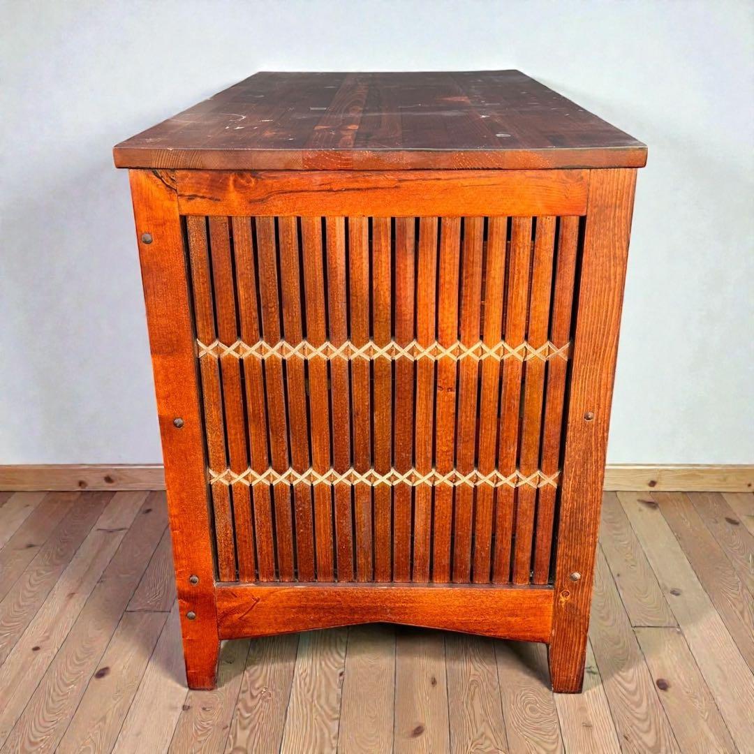 アジアン家具 バンブー ローチェスト 和モダン格子収納 ローボード テレビ台