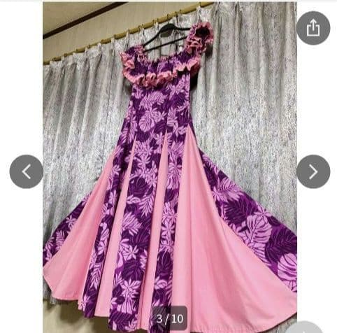 CCFashionsHawaiiフラドレスベアトップドレスフラダンス紫ピンク