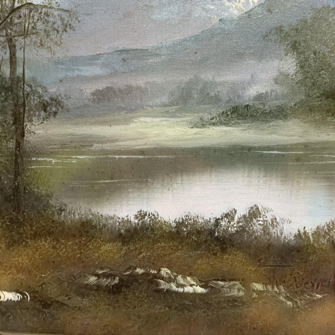 トラさん専用　T.Vcrich 油彩画 風景画　山と湖の風景 F-１０号