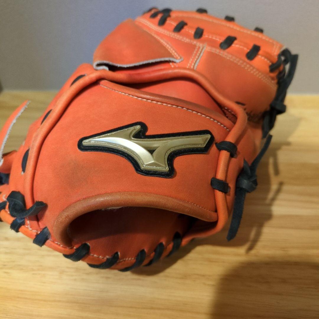 【美品】MIZUNO　ミズノ　グローバルエリート　キャッチャーミット　オレンジ