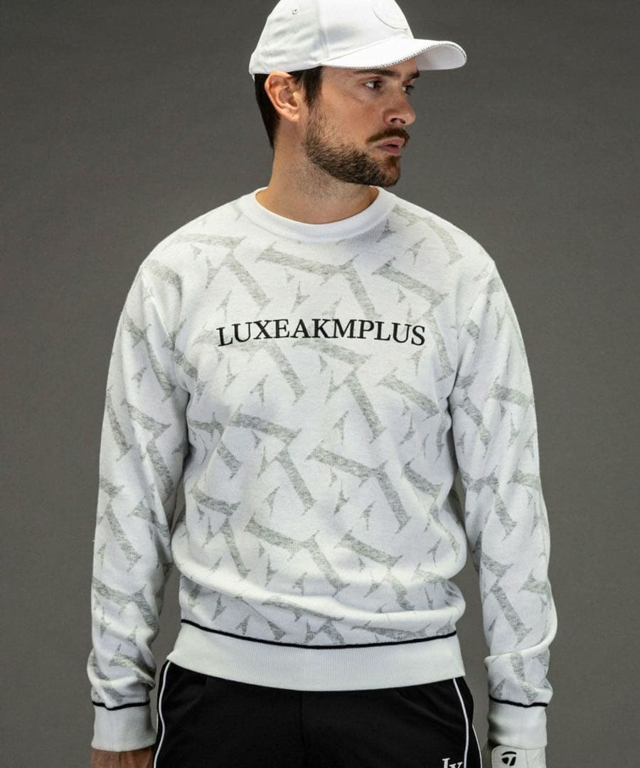 LUXEAKMPLUS 総柄長袖ニット Lサイズ 在庫SALE