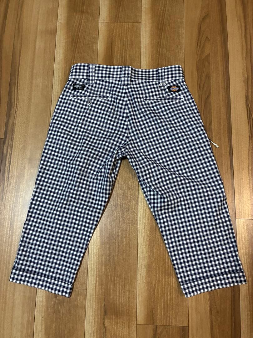 BEAMS GOLF Dickies コラボ　ギンガム　ネイビー　七分丈
