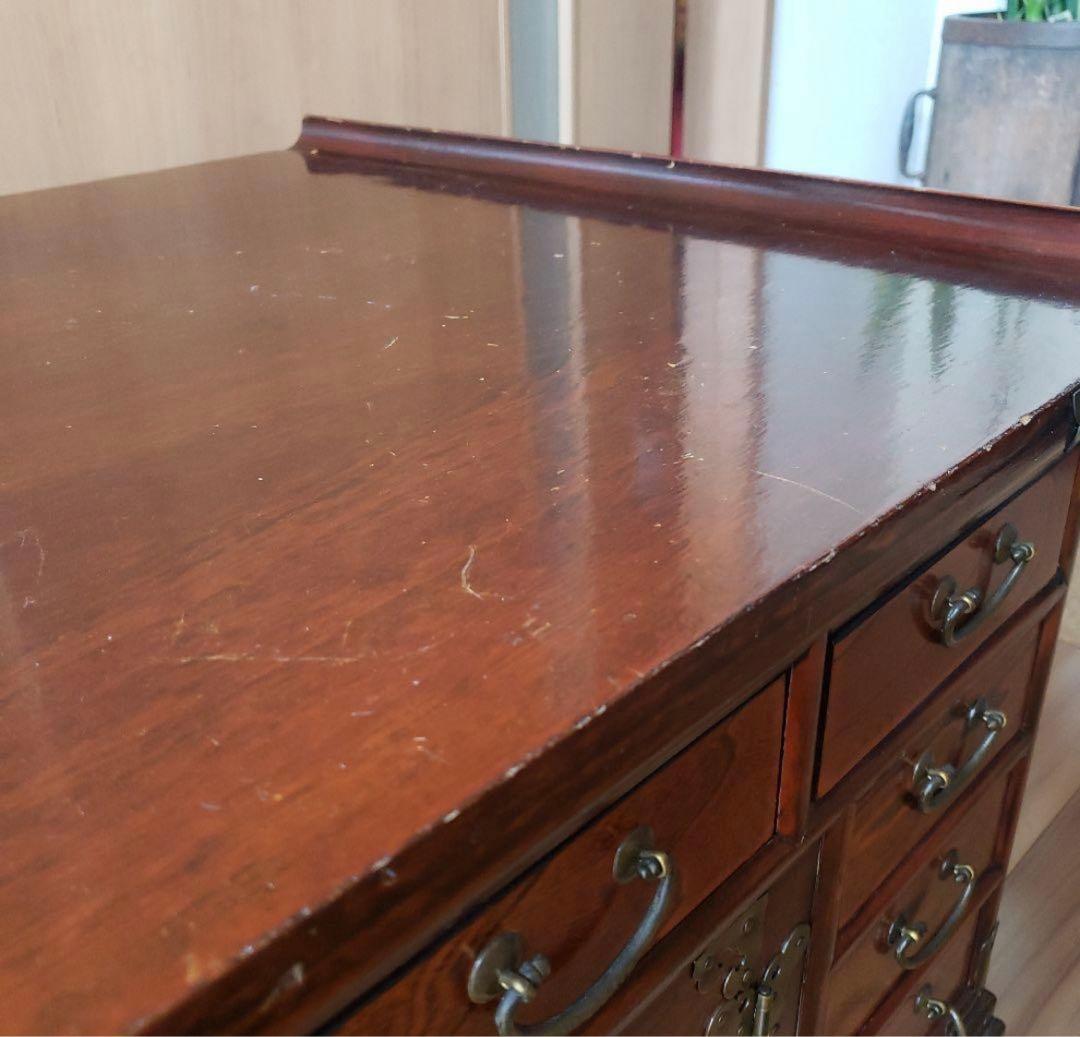 李朝家具　時代箪笥　両面収納　引出し　収納家具　薬箪笥　 鍵付き　飾り棚　真鍮