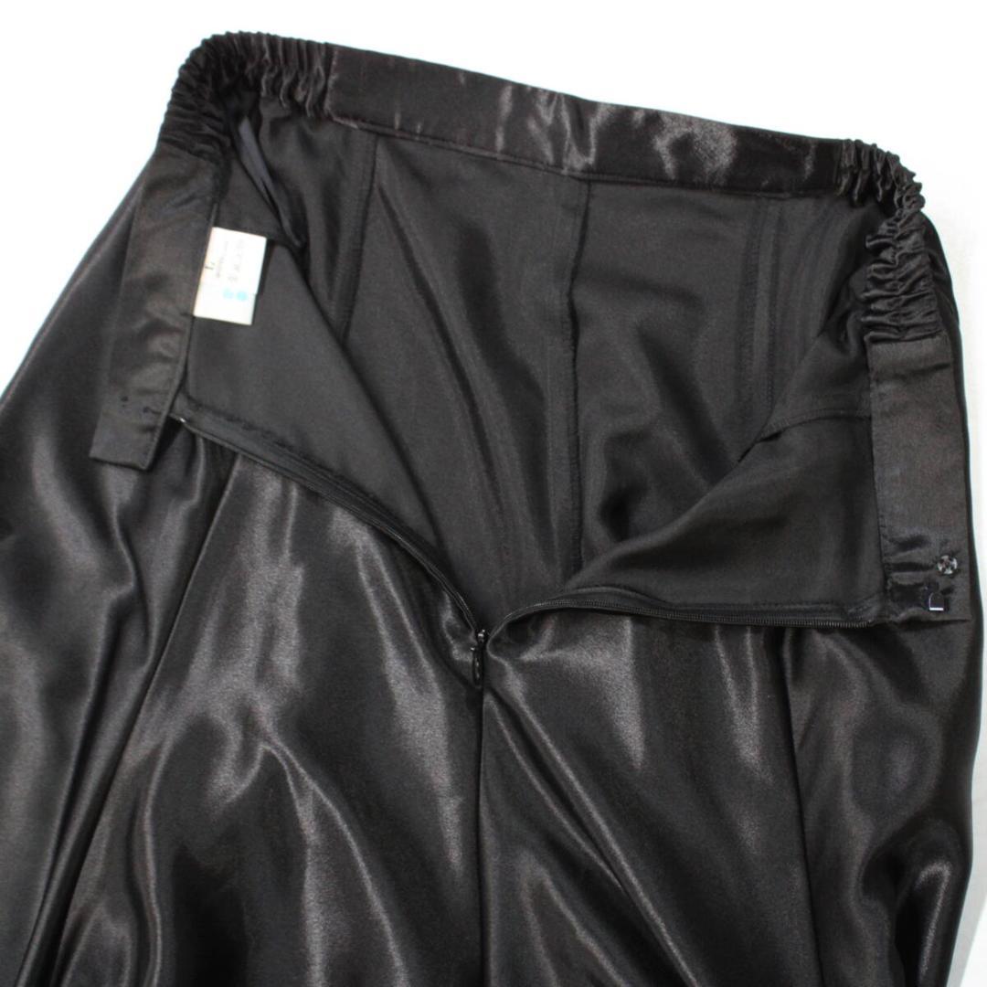 【美品 社交ダンス衣装】ブラック 白樺ドレス スカート 黒 光沢 無地 ロング