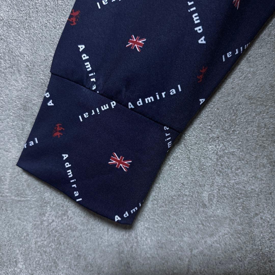 Admiral GOLF アドミラルゴルフ 総柄ロゴ ポロシャツ ネイビー LL