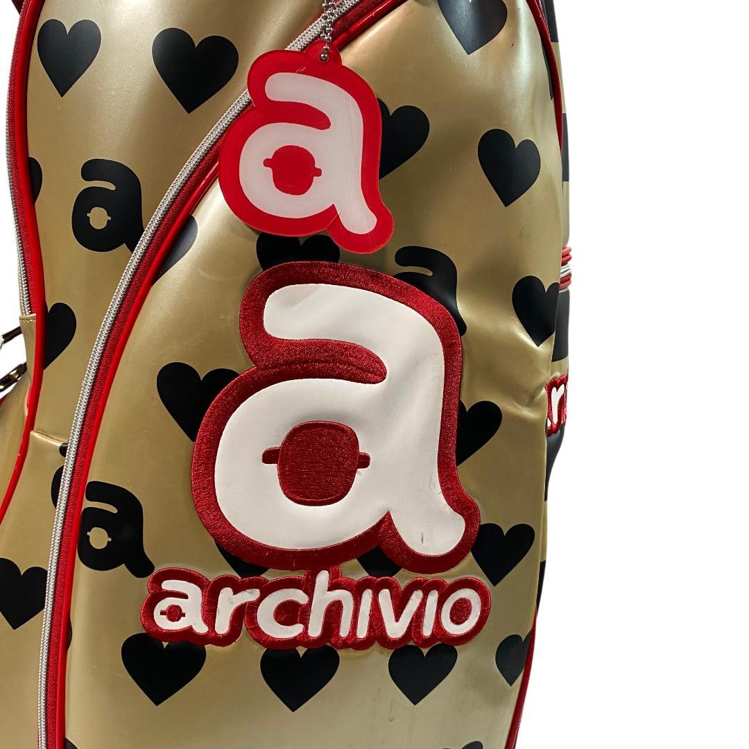 ARCHIVIO アルチビオ フード付き キャディバッグ ゴールド 総柄 ゴルフ