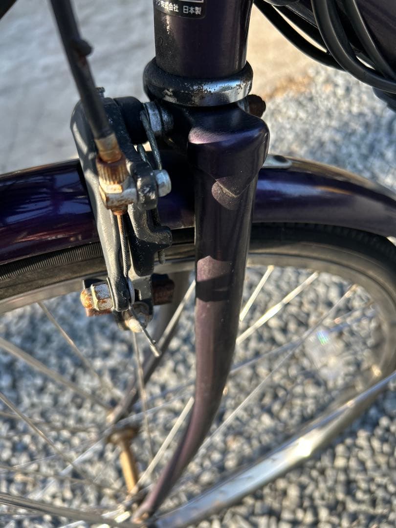 中古 自転車 激安 電動アシスト パナソニック 26インチ 内装3段 紫色
