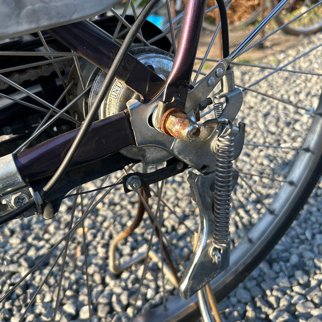 中古 自転車 激安 電動アシスト パナソニック 26インチ 内装3段 紫色