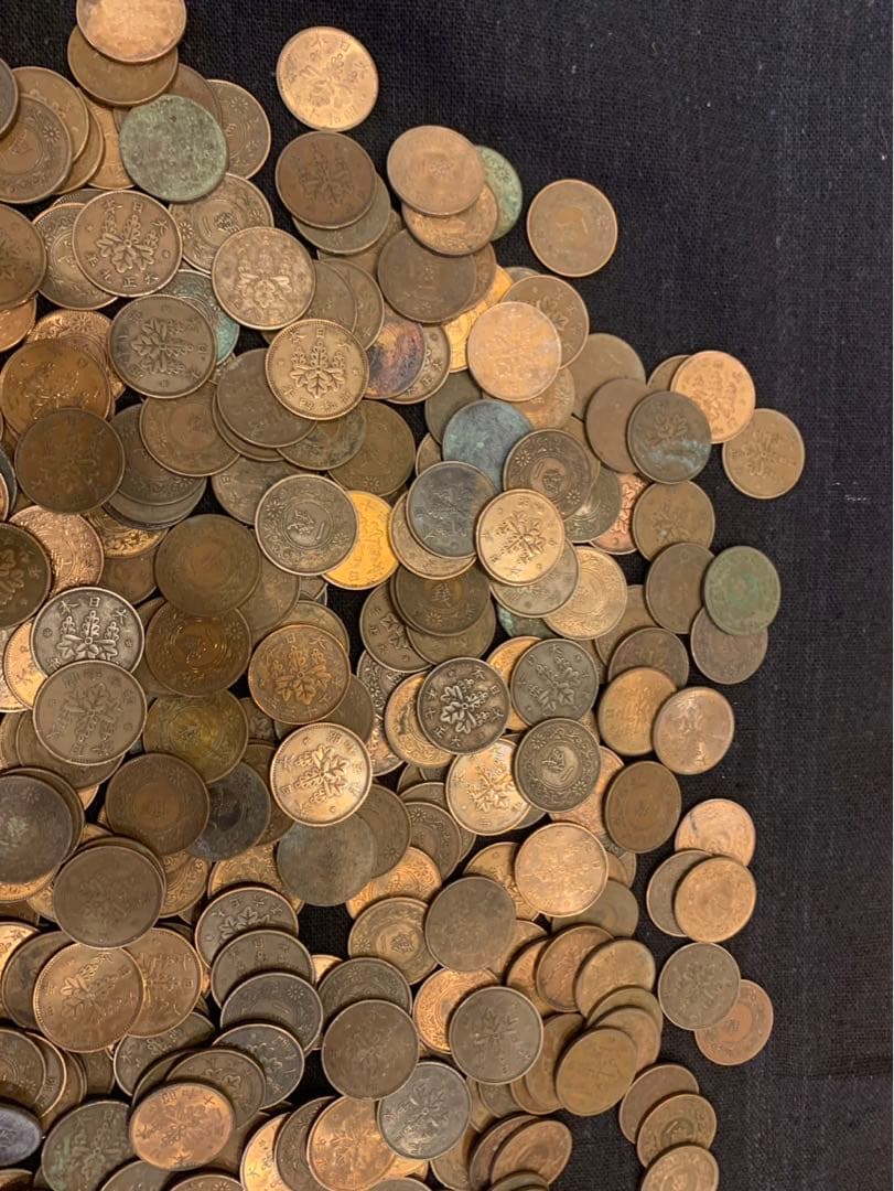 近代貨幣　2銭銅貨　竜1銭銅貨　稲1銭青銅貨　桐1銭青銅貨　カラス1銭青銅貨