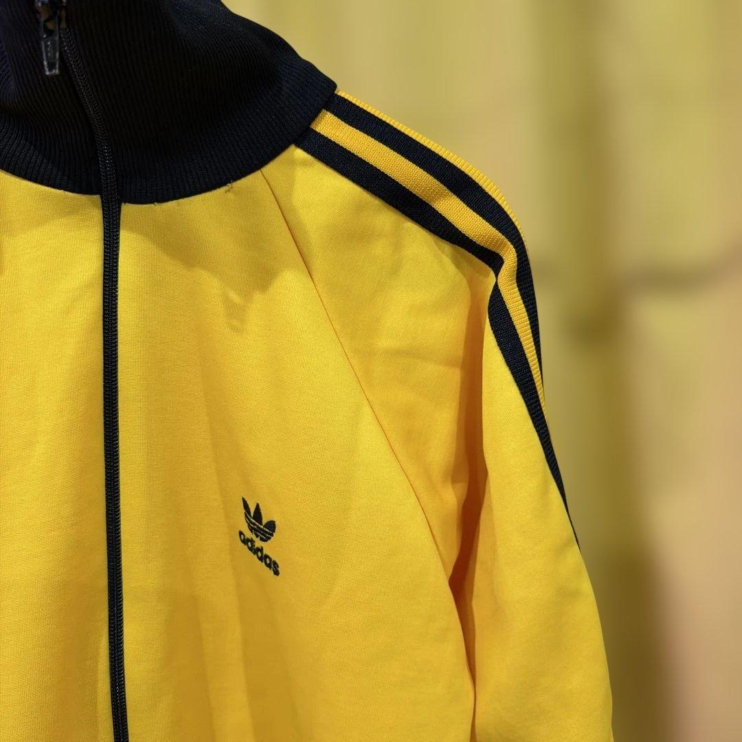 80s adidas デサント製トラックジャケット 黄色 トレフォイル ジャージ